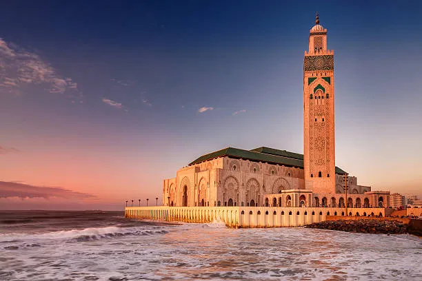 Hassan II Mosque at sunset – DiscoverMoroccoNow visit Casablanca Moroccan architecture